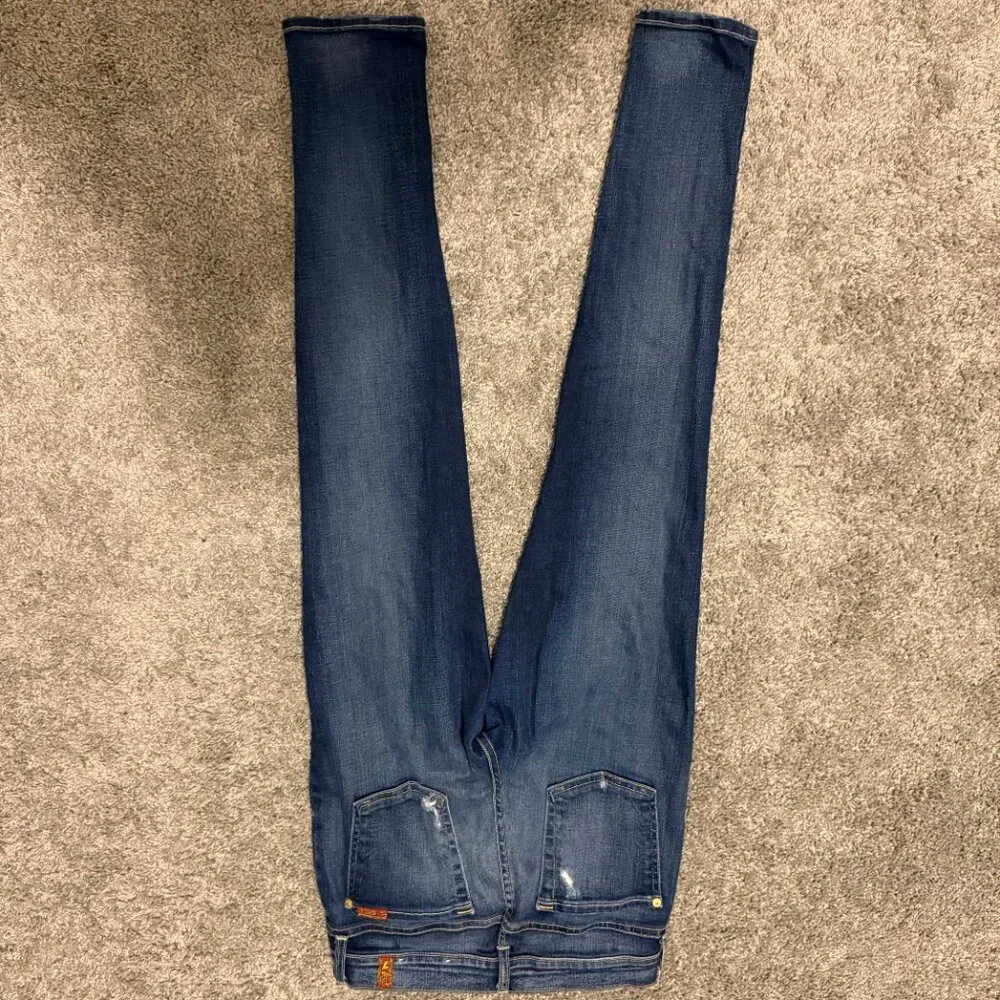 7 For All Mankind Slim Cigarette Jeans Size 28 Distressed EUC $189 - Picture 6 of 6